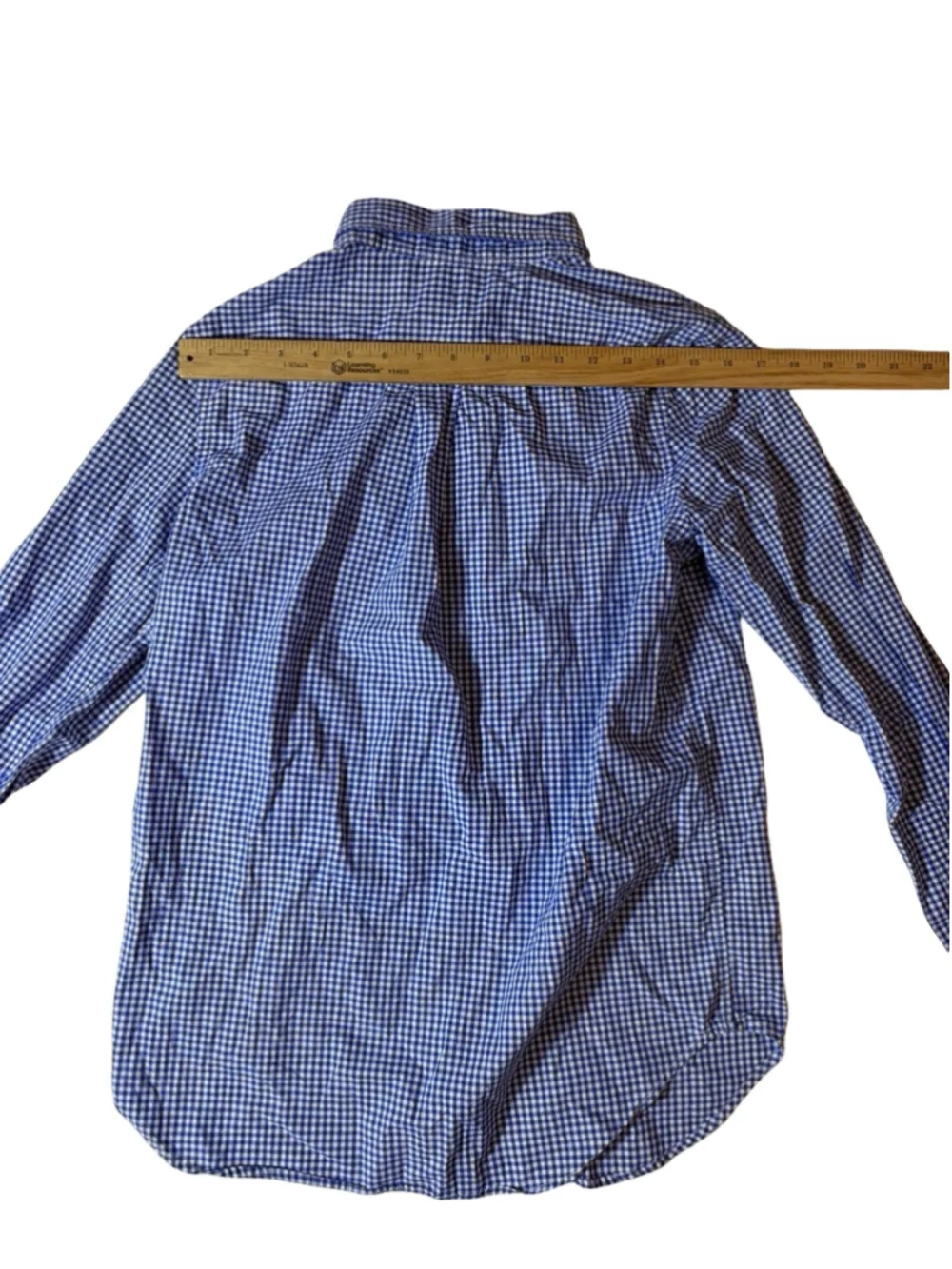 Ralph Lauren Kids L 14–16 Blue White Gingham Button Down Shirt Green Pony